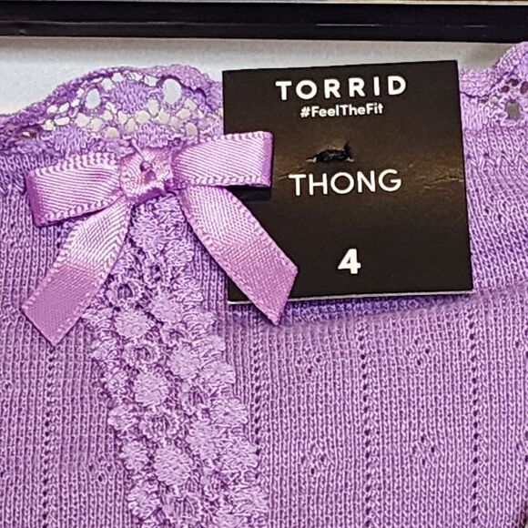 4X 26W Torrid Pink Pointelle High Neck Crop Tank Purple Thong Set Loungewear - Picture 7 of 10